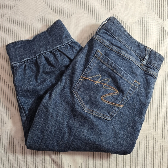 Denim Capri Jean Button Cargo Cuffed Zipped Hem Women's Size 12 Crop Pants - Picture 8 of 8